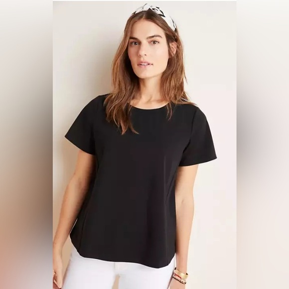 Eri + Ali Shirley Gingham Back Tee Blouse Top Size XS Black White Anthropologie - Picture 10 of 12